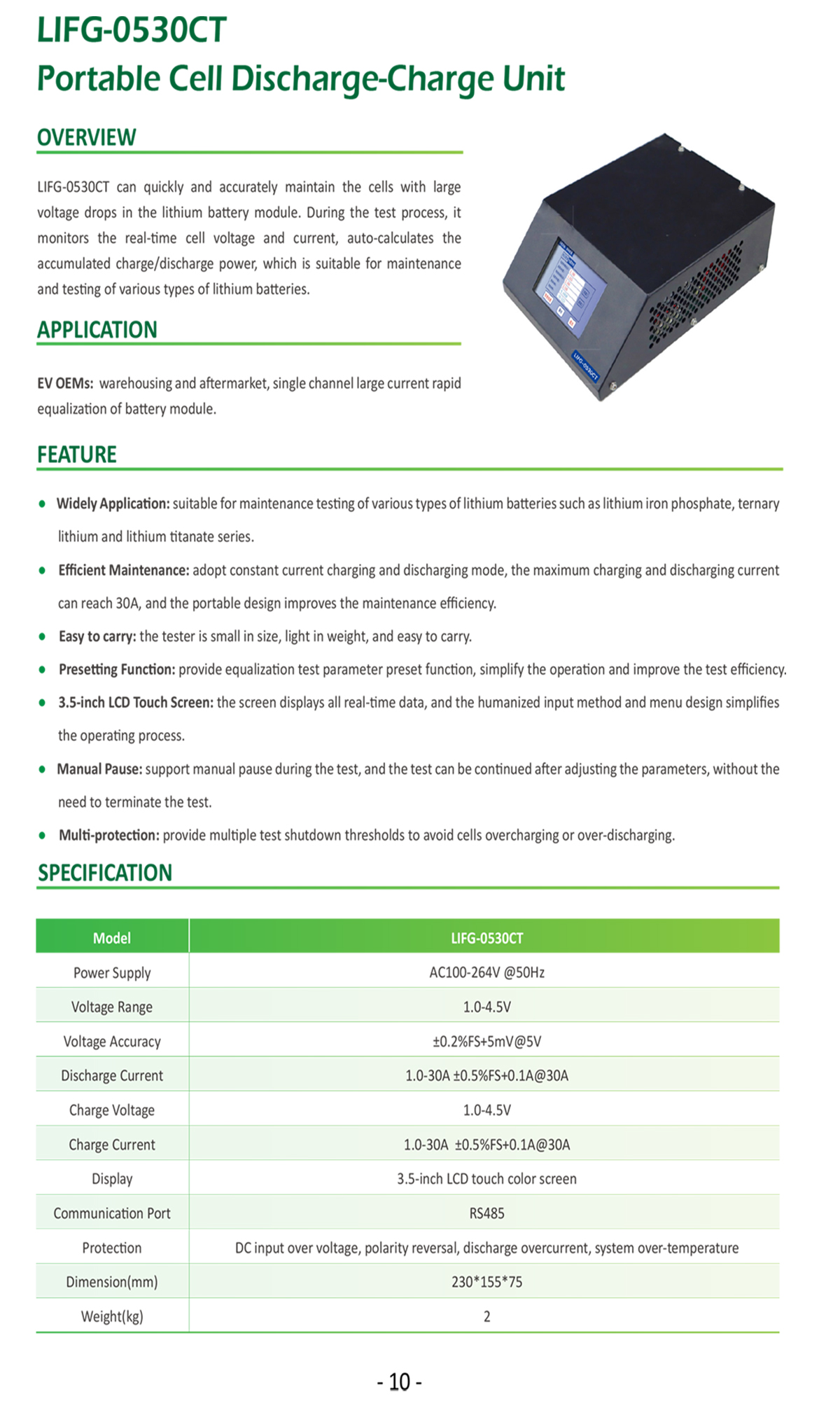 LIFG-0530CT Portable Cell Discharge-Charge Tester