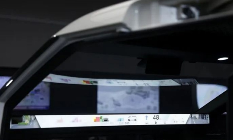 The dashboard of a Toyota electric car. 
